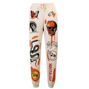 Butterfly Skull Printed Sweatpants | Size M